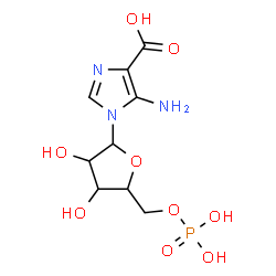 ChemSpider 2D Image | 5-Amino-1-(5-O-phosphonopentofuranosyl)-1H-imidazole-4-carboxylic acid | C9H14N3O9P