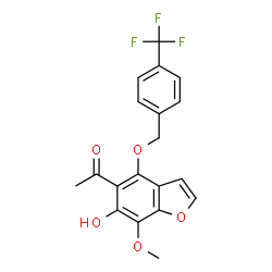 ChemSpider 2D Image | 1-(6-Hydroxy-7-methoxy-4-{[4-(trifluoromethyl)benzyl]oxy}-1-benzofuran-5-yl)ethanone | C19H15F3O5