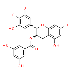 ChemSpider 2D Image | (2S,3R)-5,7-Dihydroxy-2-(3,4,5-trihydroxyphenyl)-3,4-dihydro-2H-chromen-3-yl 3,5-dihydroxybenzoate | C22H18O10