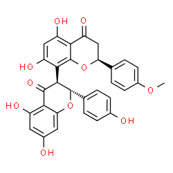 ChemSpider 2D Image | (2R,2'S,3S)-5,5',7,7'-Tetrahydroxy-2-(4-hydroxyphenyl)-2'-(4-methoxyphenyl)-2,2',3,3'-tetrahydro-4H,4'H-3,8'-bichromene-4,4'-dione | C31H24O10