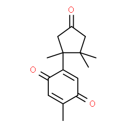ChemSpider 2D Image | 2-Methyl-5-(1,2,2-trimethyl-4-oxocyclopentyl)-1,4-benzoquinone | C15H18O3