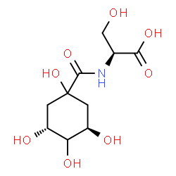 ChemSpider 2D Image | N-{[(3R,5R)-1,3,4,5-Tetrahydroxycyclohexyl]carbonyl}-L-serine | C10H17NO8