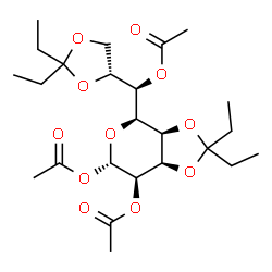 ChemSpider 2D Image | (5R)-5-{(R)-Acetoxy[(4R)-2,2-diethyl-1,3-dioxolan-4-yl]methyl}-1,2-di-O-acetyl-3,4-O-(1-ethylpropylidene)-beta-D-ribopyranose | C24H38O11