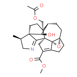 ChemSpider 2D Image | Methyl (1R,5S,6R,9R,10S,13R,19R,21R)-9-(acetoxymethyl)-21-hydroxy-5-methyl-20-oxa-3-azaheptacyclo[11.5.2.1~6,10~.0~1,9~.0~2,6~.0~13,19~.0~16,19~]henicosa-2,16-diene-17-carboxylate | C25H31NO6