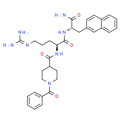 ChemSpider 2D Image | N~2~-[(1-Benzoyl-4-piperidinyl)carbonyl]-N~5~-(diaminomethylene)-L-ornithyl-3-(2-naphthyl)-L-alaninamide | C32H39N7O4