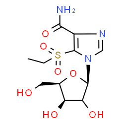 ChemSpider 2D Image | 5-(Ethylsulfonyl)-1-[(2xi)-beta-D-threo-pentofuranosyl]-1H-imidazole-4-carboxamide | C11H17N3O7S