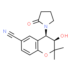 ChemSpider 2D Image | (3R,4R)-3-Hydroxy-2,2-dimethyl-4-(2-oxo-1-pyrrolidinyl)-6-chromanecarbonitrile | C16H18N2O3
