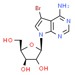 ChemSpider 2D Image | 5-Bromo-7-[(2xi)-beta-D-threo-pentofuranosyl]-7H-pyrrolo[2,3-d]pyrimidin-4-amine | C11H13BrN4O4