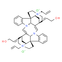 ChemSpider 2D Image | (1R,9Z,11S,14R,17R,25Z,27S,33S,35S,38S)-14,30-Diallyl-28,37-bis(2-hydroxyethylidene)-8,24-diaza-14,30-diazoniaundecacyclo[25.5.2.2~11,14~.1~1,8~.1~10,17~.0~2,7~.0~13,17~.0~18,23~.0~24,35~.0~26,38~.0~3
0,33~]octatriaconta-2,4,6,9,18,20,22,25-octaene dichloride | C44H50Cl2N4O2