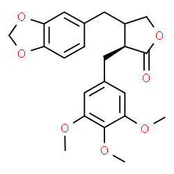 ChemSpider 2D Image | (3S)-4-(1,3-Benzodioxol-5-ylmethyl)-3-(3,4,5-trimethoxybenzyl)dihydro-2(3H)-furanone | C22H24O7
