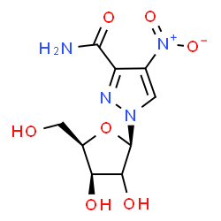 ChemSpider 2D Image | 4-Nitro-1-[(2xi)-beta-D-threo-pentofuranosyl]-1H-pyrazole-3-carboxamide | C9H12N4O7