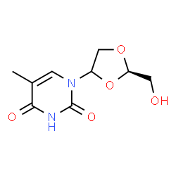 ChemSpider 2D Image | 1-[(2R)-2-(hydroxymethyl)-1,3-dioxolan-4-yl]-5-methyl-pyrimidine-2,4-dione | C9H12N2O5