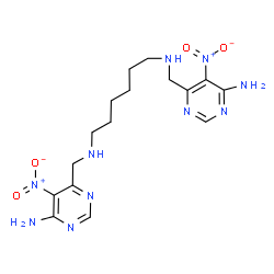 ChemSpider 2D Image | N,N'-Bis[(6-amino-5-nitro-4-pyrimidinyl)methyl]-1,6-hexanediamine | C16H24N10O4