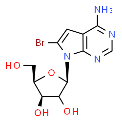 ChemSpider 2D Image | 6-Bromo-7-[(2xi)-beta-D-threo-pentofuranosyl]-7H-pyrrolo[2,3-d]pyrimidin-4-amine | C11H13BrN4O4