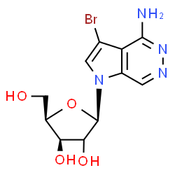 ChemSpider 2D Image | 3-Bromo-1-[(2xi)-beta-D-threo-pentofuranosyl]-1H-pyrrolo[2,3-d]pyridazin-4-amine | C11H13BrN4O4