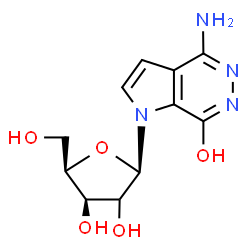 ChemSpider 2D Image | 4-Amino-1-[(2xi)-beta-D-threo-pentofuranosyl]-1H-pyrrolo[2,3-d]pyridazin-7-ol | C11H14N4O5