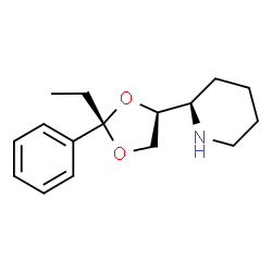 ChemSpider 2D Image | (2R)-2-[(2S,4S)-2-Ethyl-2-phenyl-1,3-dioxolan-4-yl]piperidine | C16H23NO2