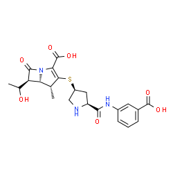 ChemSpider 2D Image | (4R,5S,6S)-3-({(3S,5S)-5-[(3-Carboxyphenyl)carbamoyl]-3-pyrrolidinyl}sulfanyl)-6-[(1R)-1-hydroxyethyl]-4-methyl-7-oxo-1-azabicyclo[3.2.0]hept-2-ene-2-carboxylic acid | C22H25N3O7S