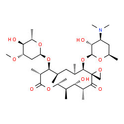 ChemSpider 2D Image | (3S,5R,6S,7R,8R,11R,12S,13R,15R,16R)-6-Hydroxy-5,7,8,11,13,15-hexamethyl-4,10-dioxo-16-{[3,4,6-trideoxy-3-(dimethylamino)-beta-D-xylo-hexopyranosyl]oxy}-1,9-dioxaspiro[2.13]hexadec-12-yl 2,6-dideoxy-3
-O-methyl-alpha-L-arabino-hexopyranoside | C35H61NO12