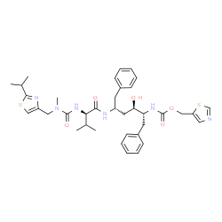 ChemSpider 2D Image | N-[(2R,4R,5R)-4-Hydroxy-1,6-diphenyl-5-{[(1,3-thiazol-5-ylmethoxy)carbonyl]amino}-2-hexanyl]-N~2~-{[(2-isopropyl-1,3-thiazol-4-yl)methyl](methyl)carbamoyl}-D-valinamide | C37H48N6O5S2