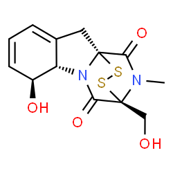 ChemSpider 2D Image | (1R,7S,8S,11S)-7-Hydroxy-11-(hydroxymethyl)-15-methyl-12,13-dithia-9,15-diazatetracyclo[9.2.2.0~1,9~.0~3,8~]pentadeca-3,5-diene-10,14-dione | C13H14N2O4S2