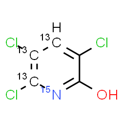 ChemSpider 2D Image | 3,5,6-Trichloro-2-(4,5,6-~13~C_3_,~15~N)pyridinol | C213C3H2Cl315NO