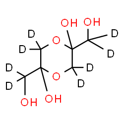 ChemSpider 2D Image | 2,5-Bis[hydroxy(~2~H_2_)methyl](~2~H_4_)-1,4-dioxane-2,5-diol | C6H4D8O6