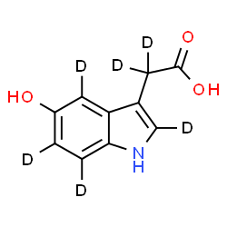 ChemSpider 2D Image | [5-Hydroxy(2,4,6,7-~2~H_4_)-1H-indol-3-yl](~2~H_2_)acetic acid | C10H3D6NO3