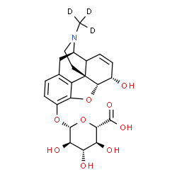 ChemSpider 2D Image | (5alpha,6alpha)-6-Hydroxy-17-(~2~H_3_)methyl-7,8-didehydro-4,5-epoxymorphinan-3-yl beta-D-glucopyranosiduronic acid | C23H24D3NO9