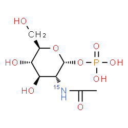 ChemSpider 2D Image | 2-[Acetyl(~15~N)amino]-2-deoxy-1-O-phosphono-alpha-D-glucopyranose | C8H1615NO9P