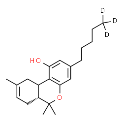 ChemSpider 2D Image | (6aR)-6,6,9-Trimethyl-3-[(5,5,5-~2~H_3_)pentyl]-6a,7,10,10a-tetrahydro-6H-benzo[c]chromen-1-ol | C21H27D3O2