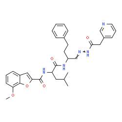 ChemSpider 2D Image | 7-Methoxy-N-[4-methyl-1-oxo-1-({(1E)-4-phenyl-1-[(3-pyridinylacetyl)hydrazono]-2-butanyl}amino)-2-pentanyl]-1-benzofuran-2-carboxamide | C33H37N5O5