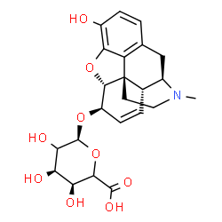 ChemSpider 2D Image | (5alpha,6beta)-3-Hydroxy-17-methyl-7,8-didehydro-4,5-epoxymorphinan-6-yl alpha-D-erythro-hexopyranosiduronic acid | C23H27NO9