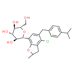 ChemSpider 2D Image | (1R)-1,5-Anhydro-1-[4-chloro-5-(4-isopropylbenzyl)-2-methyl-2,3-dihydro-1-benzofuran-7-yl]-L-glucitol | C25H31ClO6