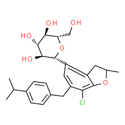 ChemSpider 2D Image | (1R)-1,5-Anhydro-1-[7-chloro-6-(4-isopropylbenzyl)-2-methyl-2,3-dihydro-1-benzofuran-4-yl]-L-glucitol | C25H31ClO6