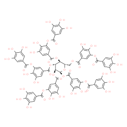 ChemSpider 2D Image | 1,2,3,4,6-Pentakis-O-{3,4-dihydroxy-5-[(3,4,5-trihydroxybenzoyl)oxy]benzoyl}-alpha-L-glucopyranose | C76H52O46
