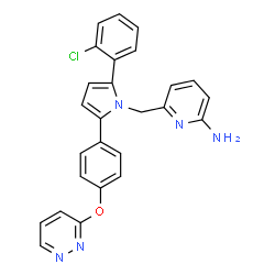 ChemSpider 2D Image | 6-({2-(2-Chlorophenyl)-5-[4-(3-pyridazinyloxy)phenyl]-1H-pyrrol-1-yl}methyl)-2-pyridinamine | C26H20ClN5O