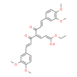 ChemSpider 2D Image | (1E,6E)-1,7-Bis(3,4-dimethoxyphenyl)-4-[(2E)-3-ethoxy-3-hydroxy-2-propen-1-ylidene]-1,6-heptadiene-3,5-dione | C28H30O8
