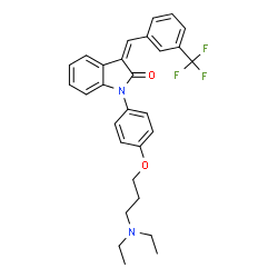 ChemSpider 2D Image | (3Z)-1-{4-[3-(Diethylamino)propoxy]phenyl}-3-[3-(trifluoromethyl)benzylidene]-1,3-dihydro-2H-indol-2-one | C29H29F3N2O2