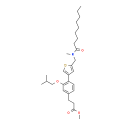 ChemSpider 2D Image | Methyl 3-[3-isobutoxy-4-(5-{[methyl(nonanoyl)amino]methyl}-3-thienyl)phenyl]propanoate | C29H43NO4S