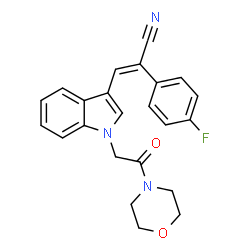 ChemSpider 2D Image | (2E)-2-(4-Fluorophenyl)-3-{1-[2-(4-morpholinyl)-2-oxoethyl]-1H-indol-3-yl}acrylonitrile | C23H20FN3O2