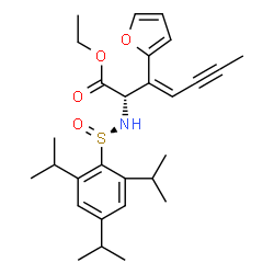 ChemSpider 2D Image | Ethyl (2S,3Z)-3-(2-furyl)-2-{[(S)-(2,4,6-triisopropylphenyl)sulfinyl]amino}-3-hepten-5-ynoate | C28H37NO4S
