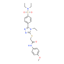 ChemSpider 2D Image | 2-({5-[4-(Diethylsulfamoyl)phenyl]-4-ethyl-4H-1,2,4-triazol-3-yl}sulfanyl)-N-(4-methoxyphenyl)acetamide | C23H29N5O4S2