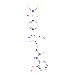 ChemSpider 2D Image | 2-({5-[4-(Diethylsulfamoyl)phenyl]-4-ethyl-4H-1,2,4-triazol-3-yl}sulfanyl)-N-(2-methoxyphenyl)acetamide | C23H29N5O4S2