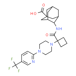 ChemSpider 2D Image | 4-{[(1-{4-[5-(Trifluoromethyl)-2-pyridinyl]-1-piperazinyl}cyclobutyl)carbonyl]amino}-1-adamantanecarboxylic acid | C26H33F3N4O3