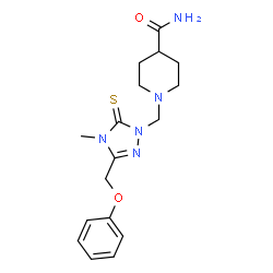 ChemSpider 2D Image | 1-{[4-Methyl-3-(phenoxymethyl)-5-thioxo-4,5-dihydro-1H-1,2,4-triazol-1-yl]methyl}-4-piperidinecarboxamide | C17H23N5O2S