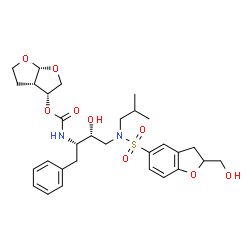 ChemSpider 2D Image | (3R,3aS,6aR)-Hexahydrofuro[2,3-b]furan-3-yl {(2S,3R)-3-hydroxy-4-[{[2-(hydroxymethyl)-2,3-dihydro-1-benzofuran-5-yl]sulfonyl}(isobutyl)amino]-1-phenyl-2-butanyl}carbamate | C30H40N2O9S