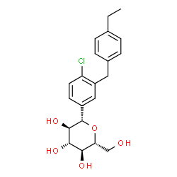 ChemSpider 2D Image | (1S)-1,5-Anhydro-1-[4-chloro-3-(4-ethylbenzyl)phenyl]-D-glucitol | C21H25ClO5