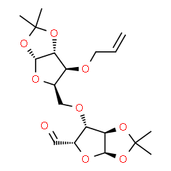 ChemSpider 2D Image | (3aR,5S,6S,6aR)-6-{[(3aR,5R,6S,6aR)-6-(Allyloxy)-2,2-dimethyltetrahydrofuro[2,3-d][1,3]dioxol-5-yl]methoxy}-2,2-dimethyltetrahydrofuro[2,3-d][1,3]dioxole-5-carbaldehyde | C19H28O9