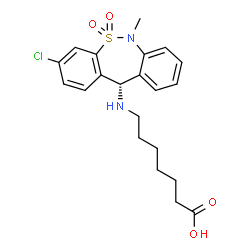 ChemSpider 2D Image | 7-{[(11S)-3-Chloro-6-methyl-5,5-dioxido-6,11-dihydrodibenzo[c,f][1,2]thiazepin-11-yl]amino}heptanoic acid | C21H25ClN2O4S
